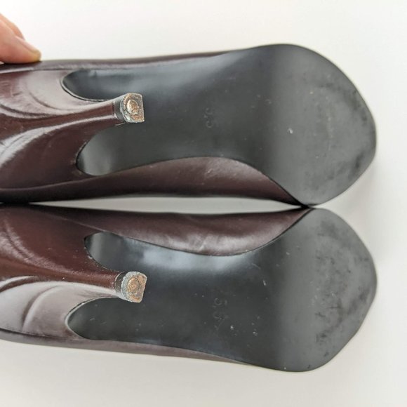 Planika Vintage Leather Retro Brown and Gold High Heel shoes - Picture 14 of 14